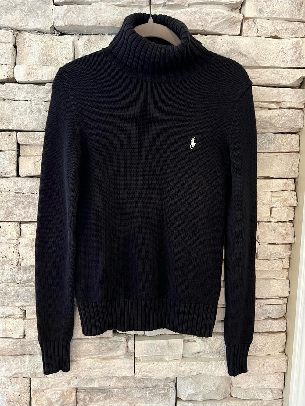 Ralph Lauren Sport Black Ribbed Turtleneck Sweater